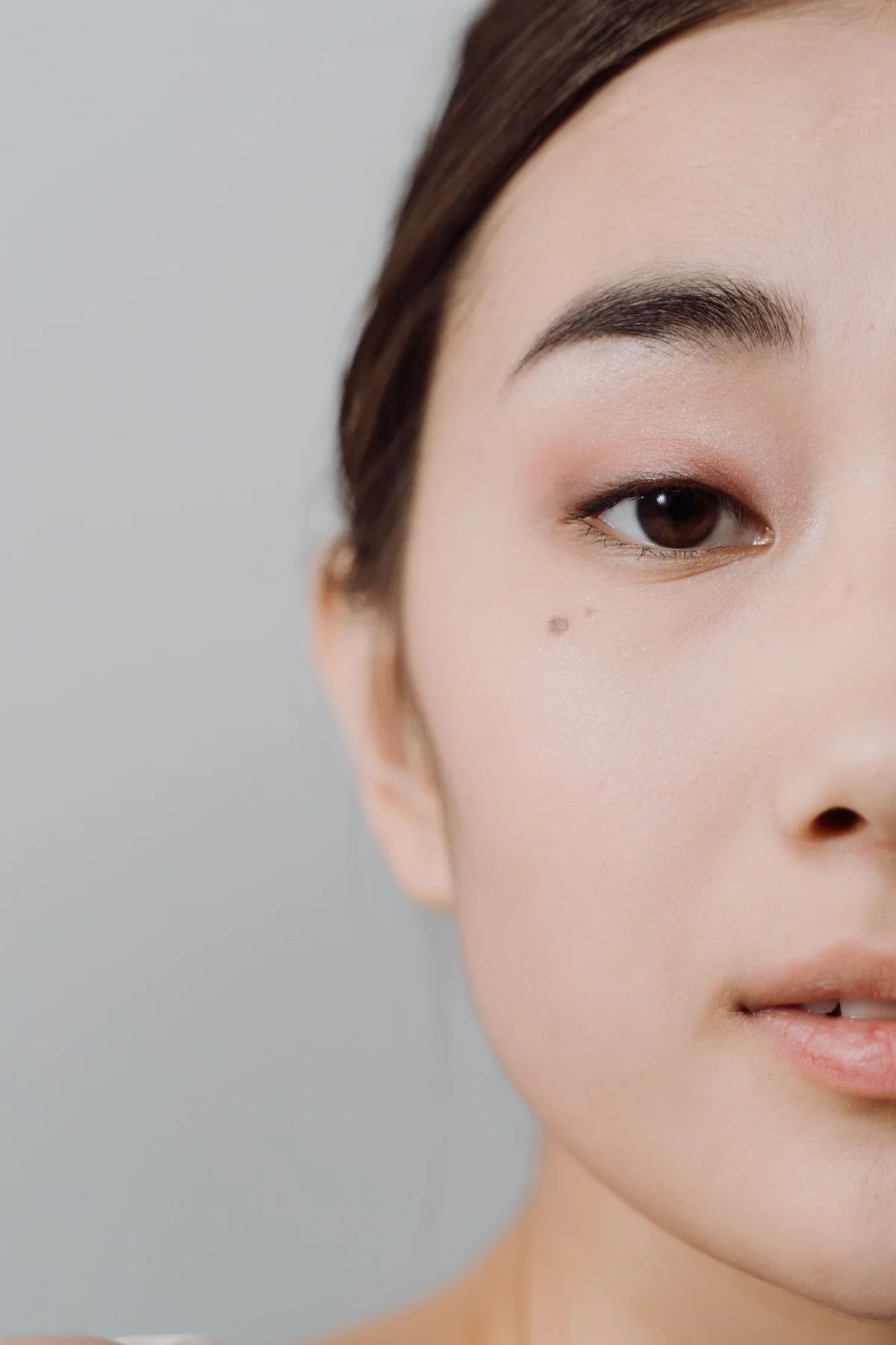 Close view of facial skin representing dermatology care